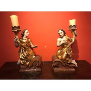 Pair Of Polychrome Angels.