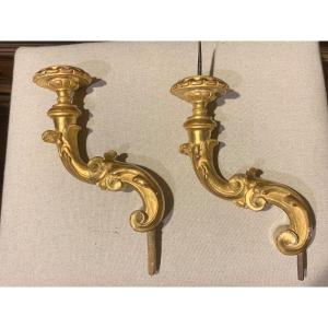 Pair Of Wall Lights In Golden Wood, Tuscany, Early Eighteenth Century.