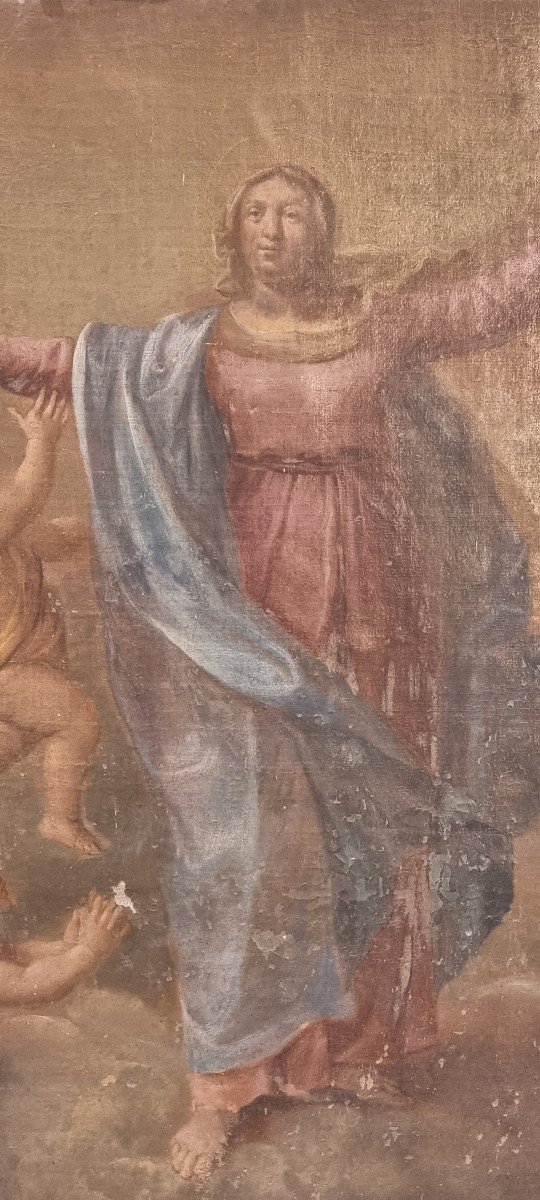 Assumption Of The Virgin, Oil On Canvas, Eighteenth Century-photo-2