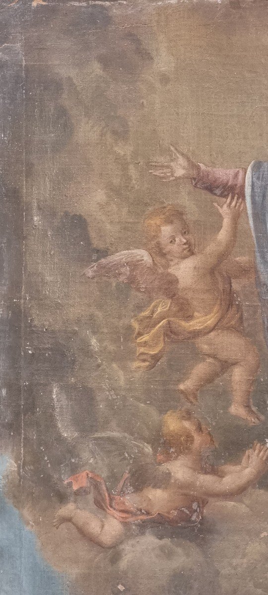 Assumption Of The Virgin, Oil On Canvas, Eighteenth Century-photo-3