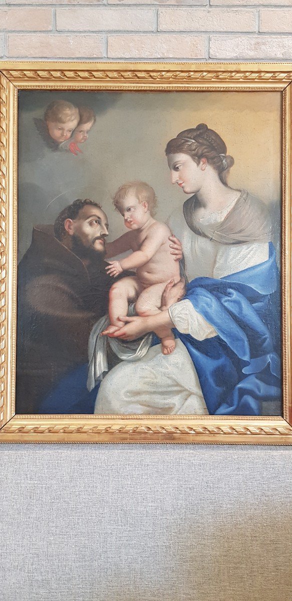 Virgin And Child And Saint Francis, Oil On Canvas, 18th Century