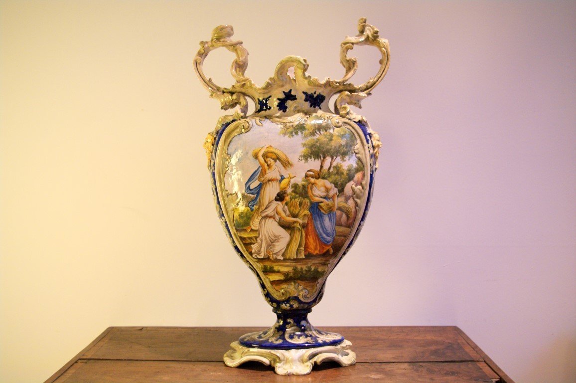 Large Neapolitan Majolica Pottery-photo-3