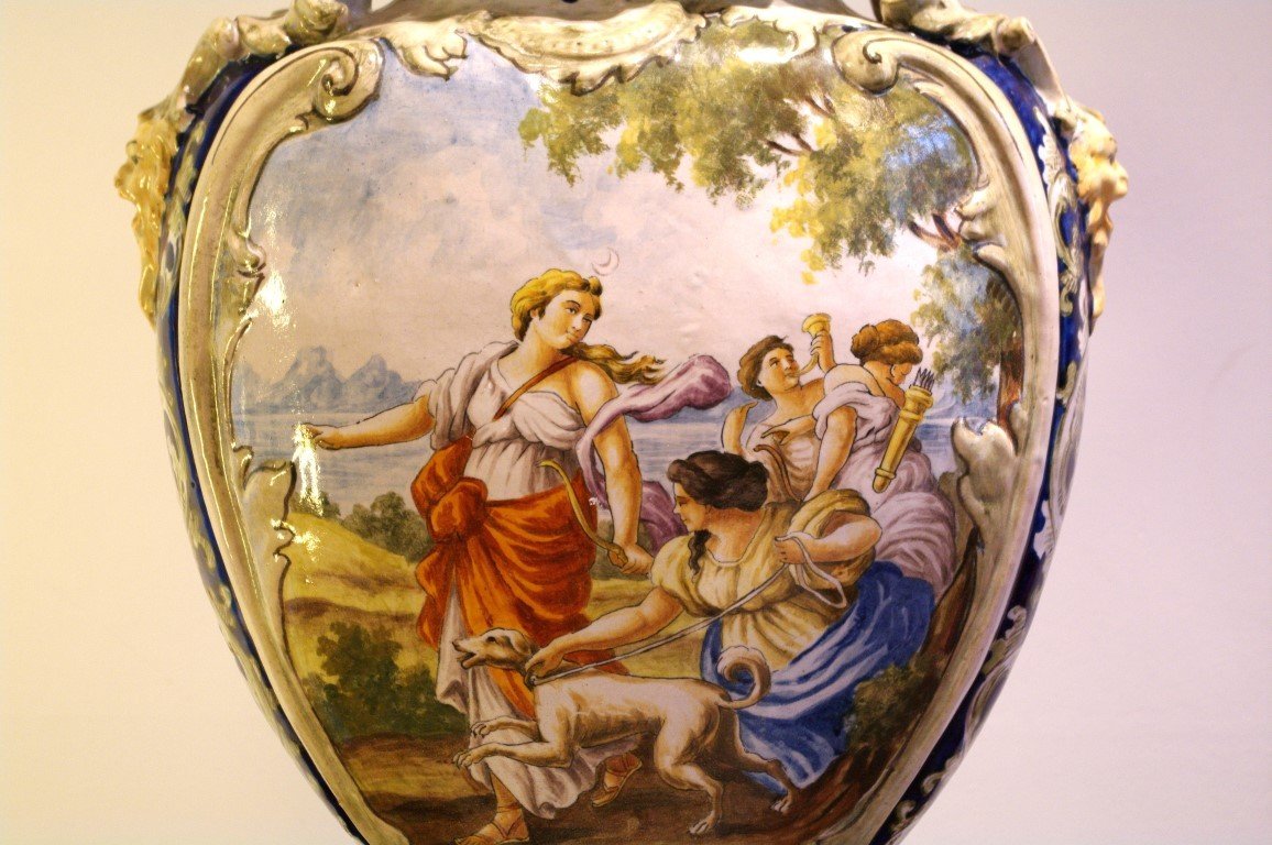 Large Neapolitan Majolica Pottery-photo-4