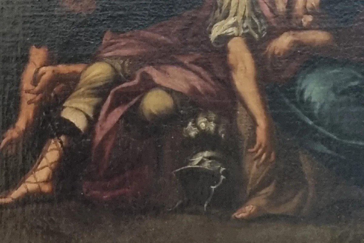 Dalila And Samson, Oil On Canvas, 17th Century-photo-3