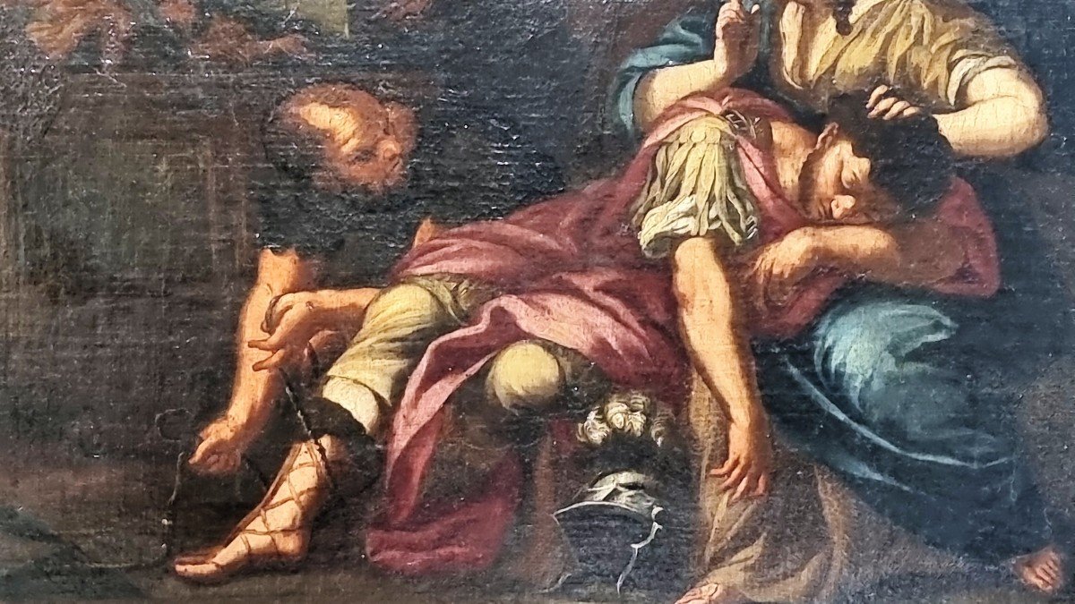 Dalila And Samson, Oil On Canvas, 17th Century-photo-3