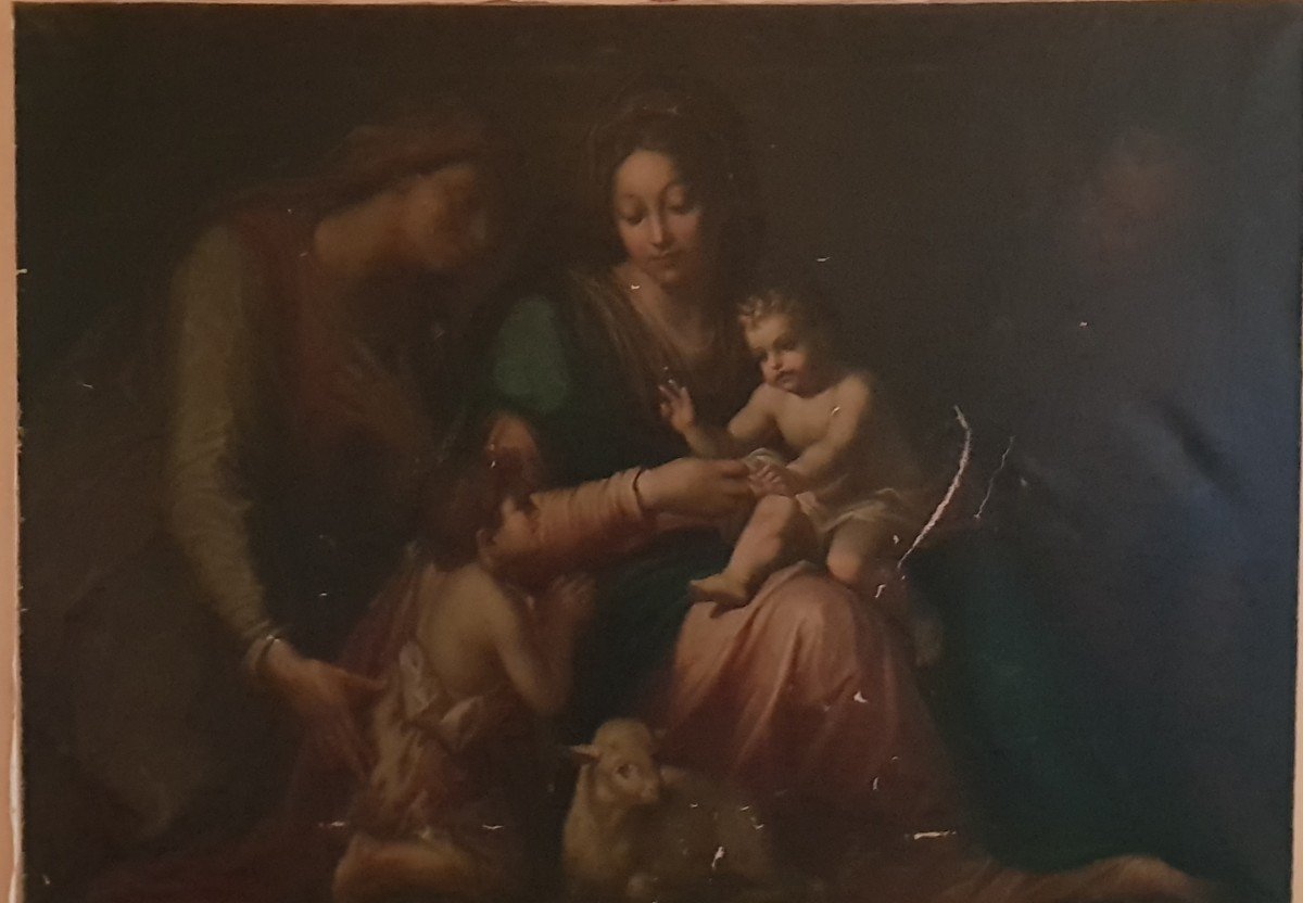 Holy Family With San.giovannino And Sant'anna - Oil On Canvas - Period '800-photo-2