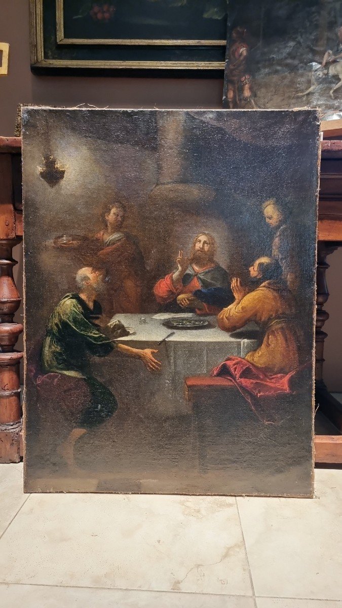 Scène Religieuse, Huile Sur Toile, XVIIe Siècle