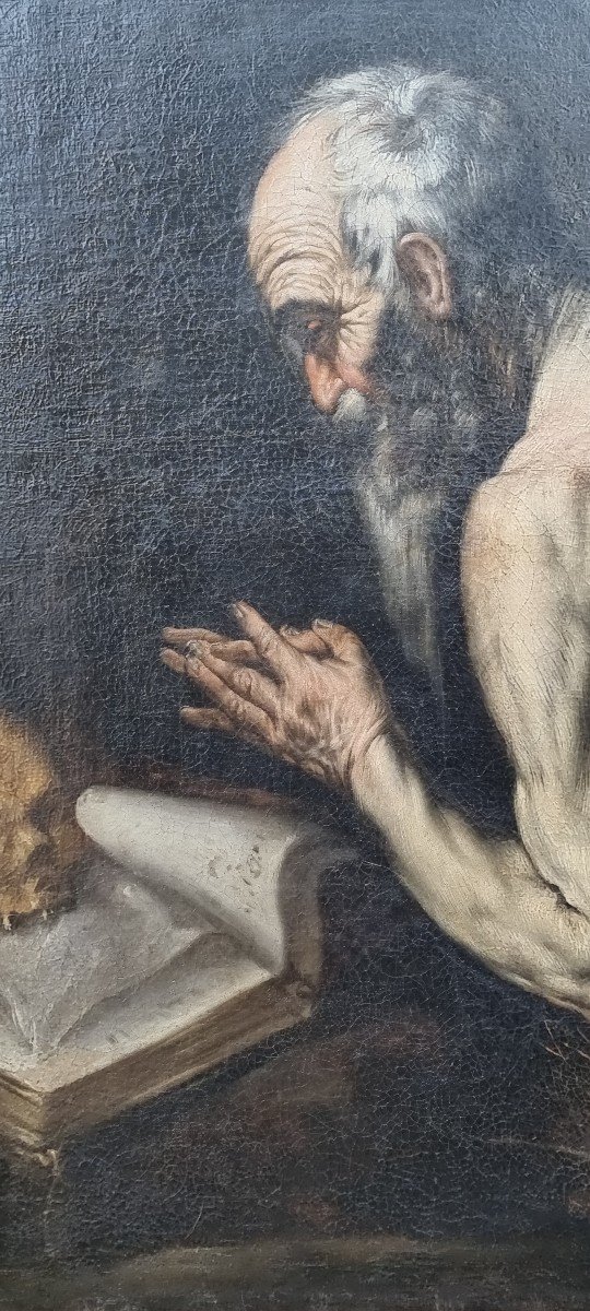 Saint Jerome, Oil On Canvas, 17th Century-photo-3