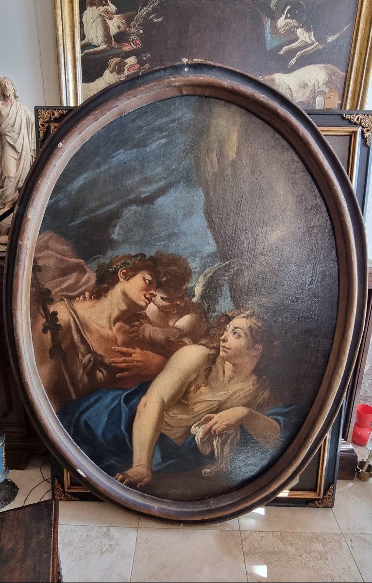 Mythological Scene, Oil On Oval Canvas, Late 17th-early 18th Century