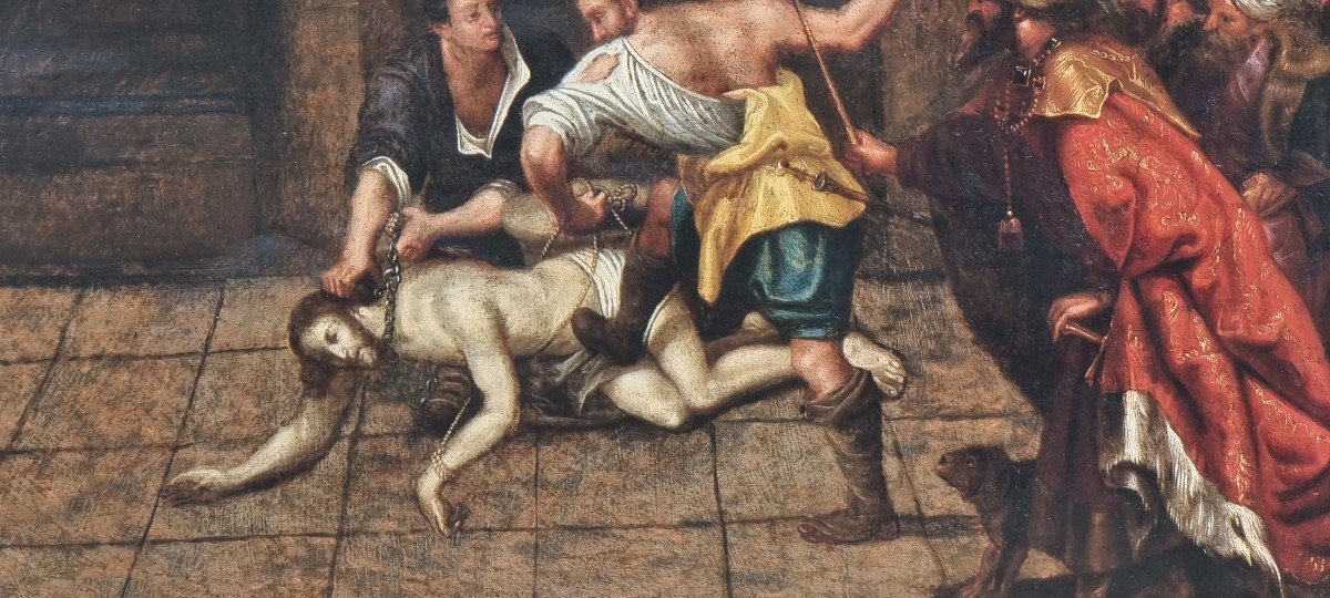 The Flagellation Of Christ, Oil On Copper, Period '500-photo-2
