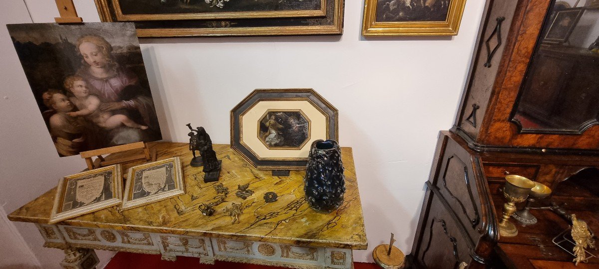 Alessandro Turchi, l'Annonciation, Huile Sur Ardoise, Période '500-photo-4