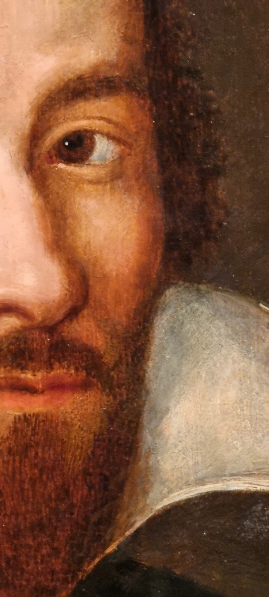 Portrait Masculin, Huile Sur Panneau, XVIIe Siècle-photo-2