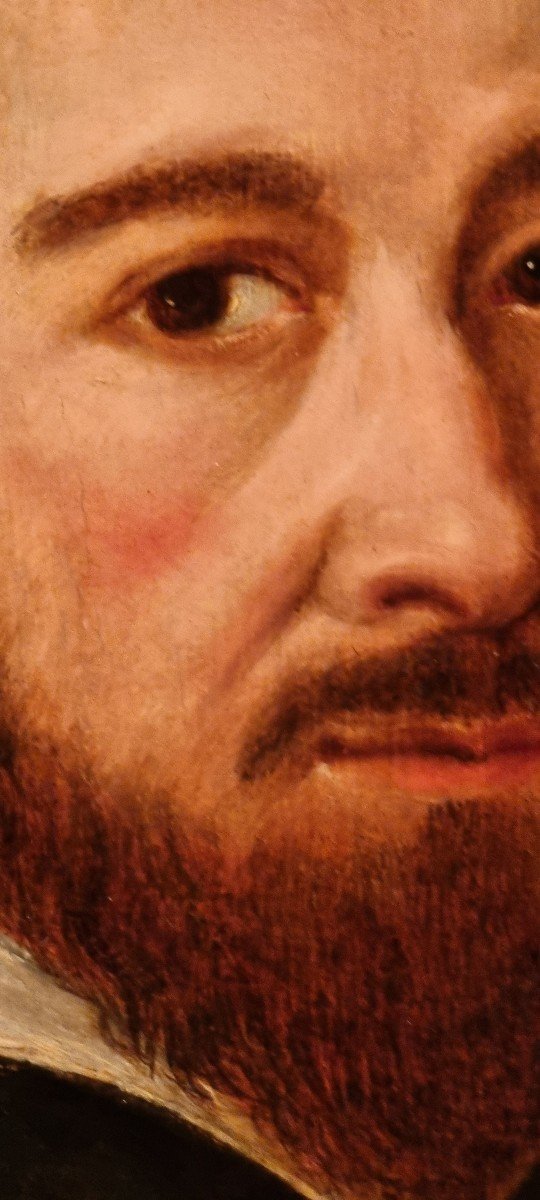 Portrait Masculin, Huile Sur Panneau, XVIIe Siècle-photo-3