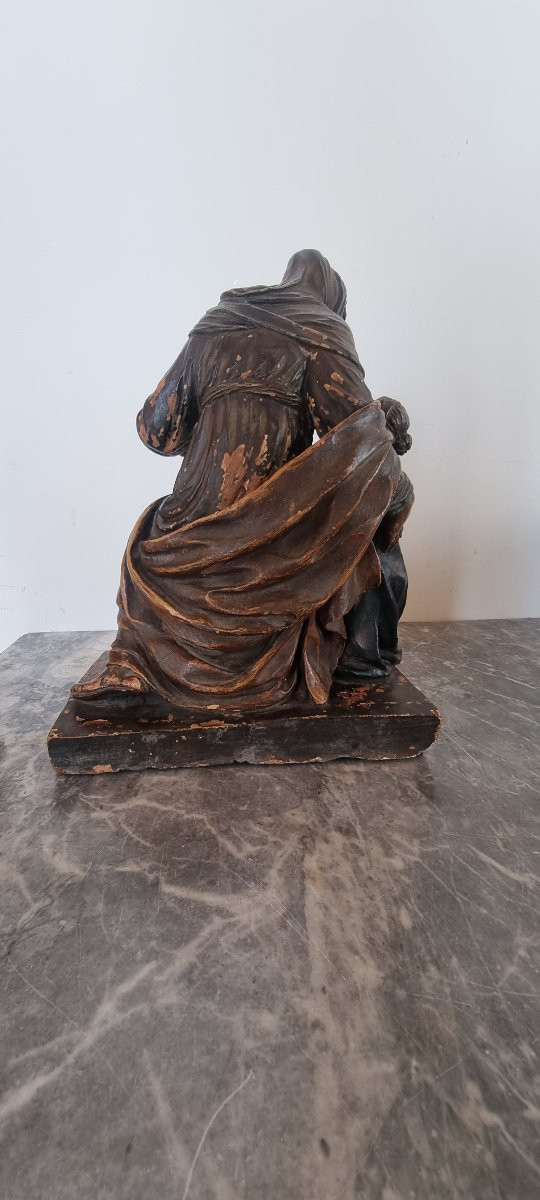 Education De La Vierge, Sculpture En Terre Cuite Peinte, XVIIe Siècle-photo-1