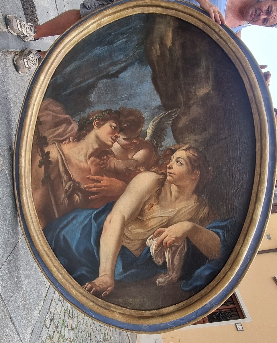 Mythological Scene, Oil On Oval Canvas, Late 17th-early 18th Century