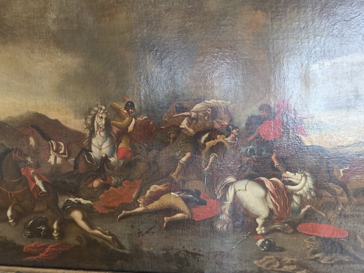 Bataille, Huile sur toile, XVIIIe siècle-photo-2