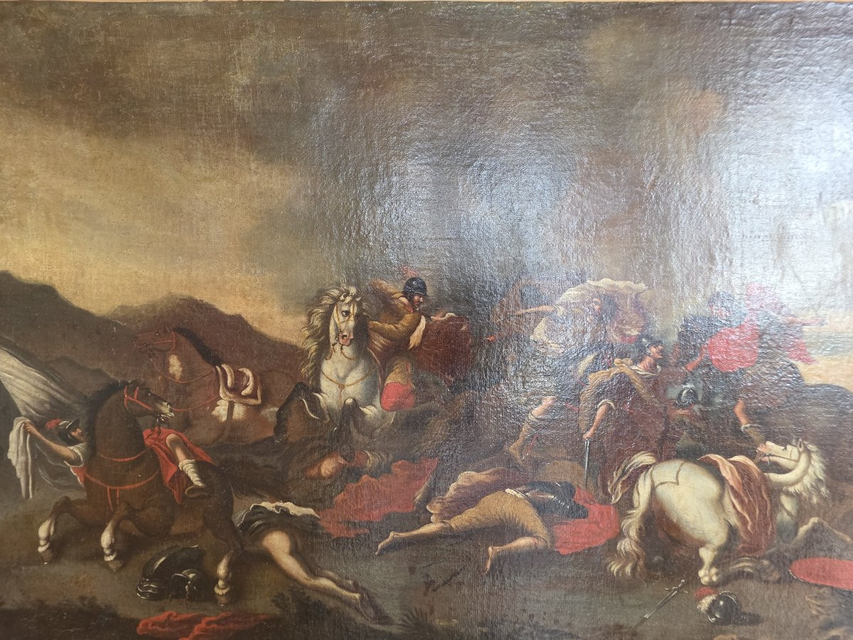 Bataille, Huile sur toile, XVIIIe siècle-photo-1