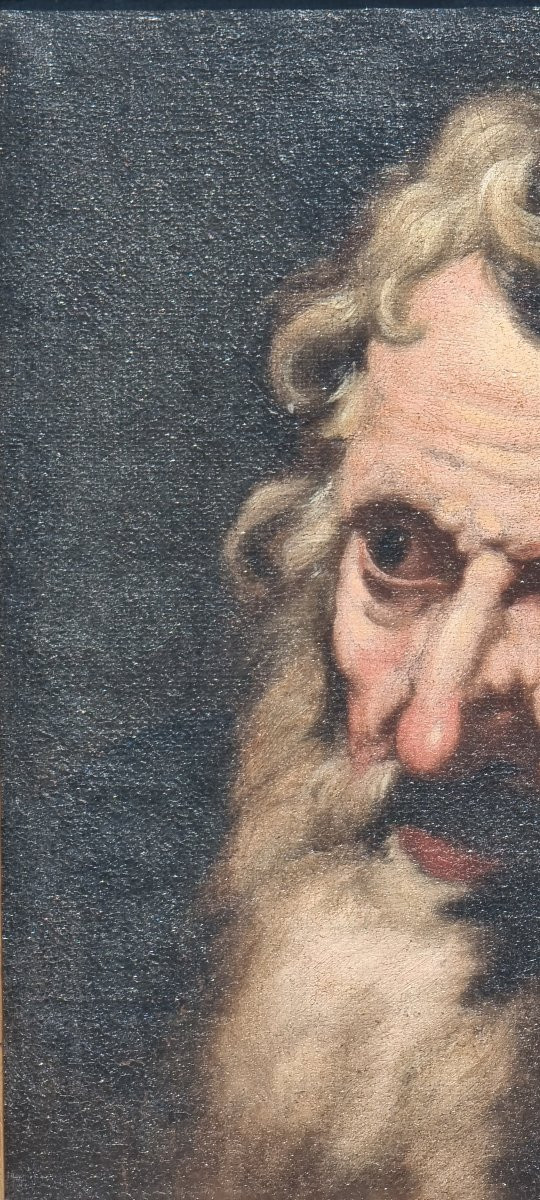 Oil On Canvas Depicting The Face Of An Elderly Man, 17th Century-photo-3