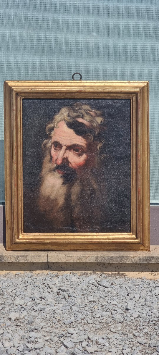 Oil On Canvas Depicting The Face Of An Elderly Man, 17th Century