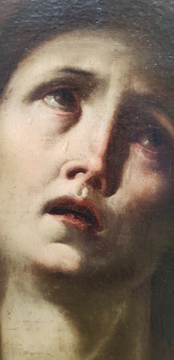 Madone Sur Toile Octogonale, Huile Sur Toile, Période '600, Andrea Vaccaro-photo-3