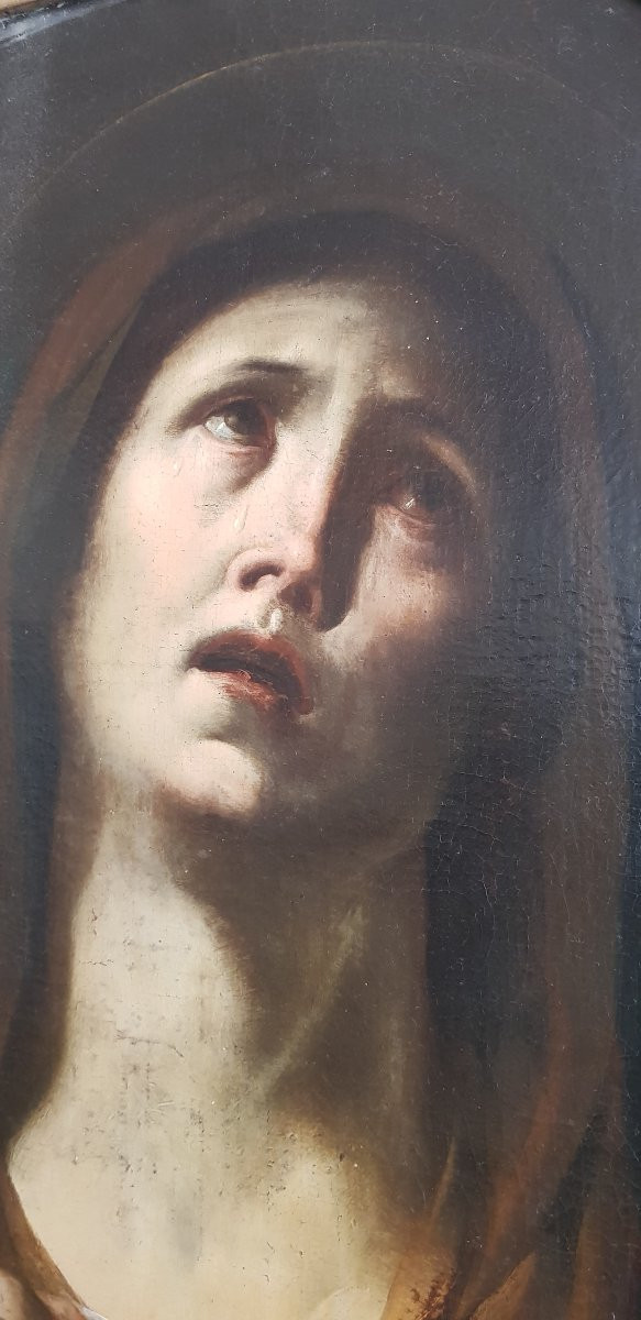 Madone Sur Toile Octogonale, Huile Sur Toile, Période '600, Andrea Vaccaro-photo-3