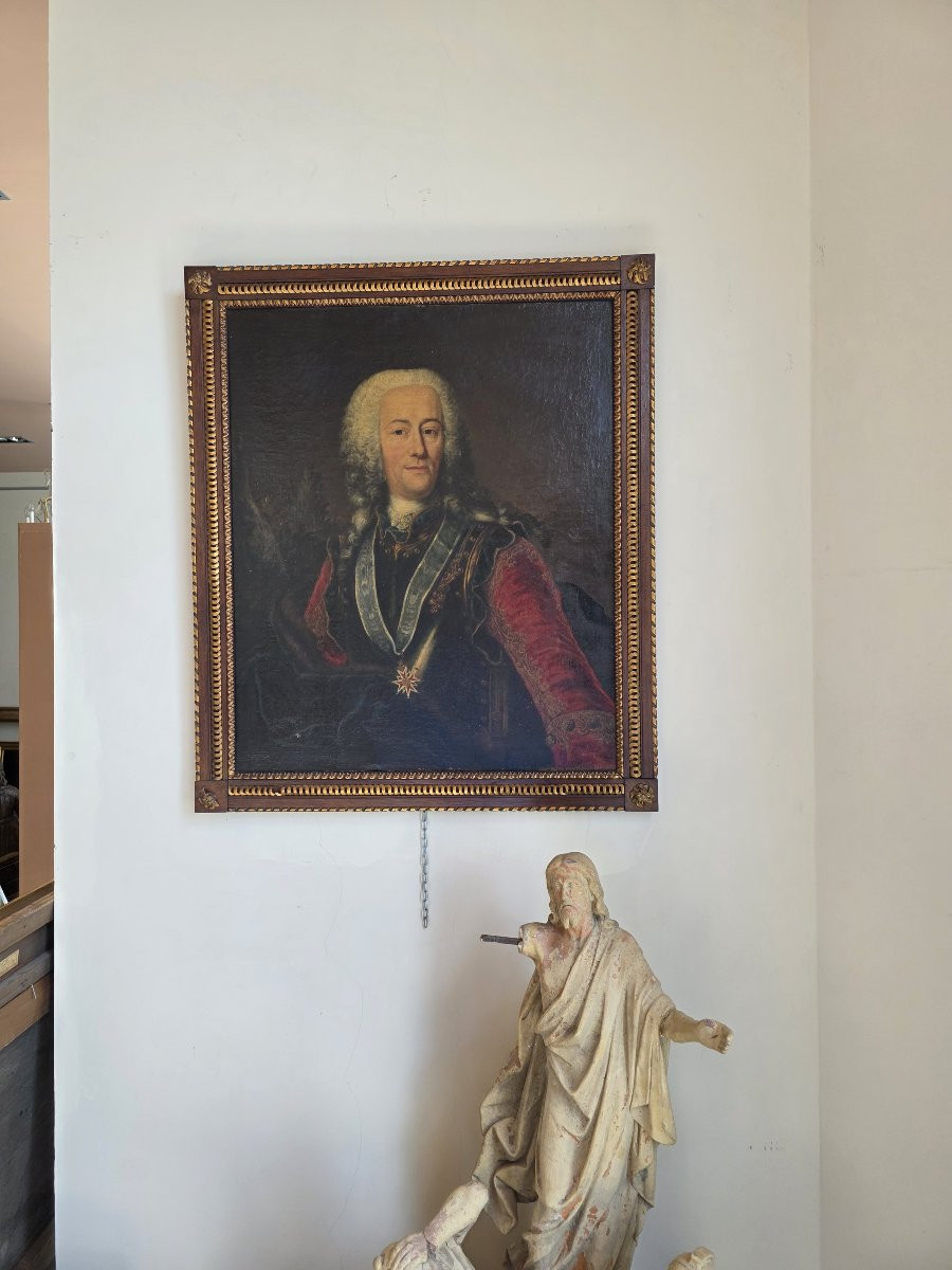 Portrait Of Landgrave Ernst Ludwig Of Hesse, Oil On Canvas, 18th Century-photo-2