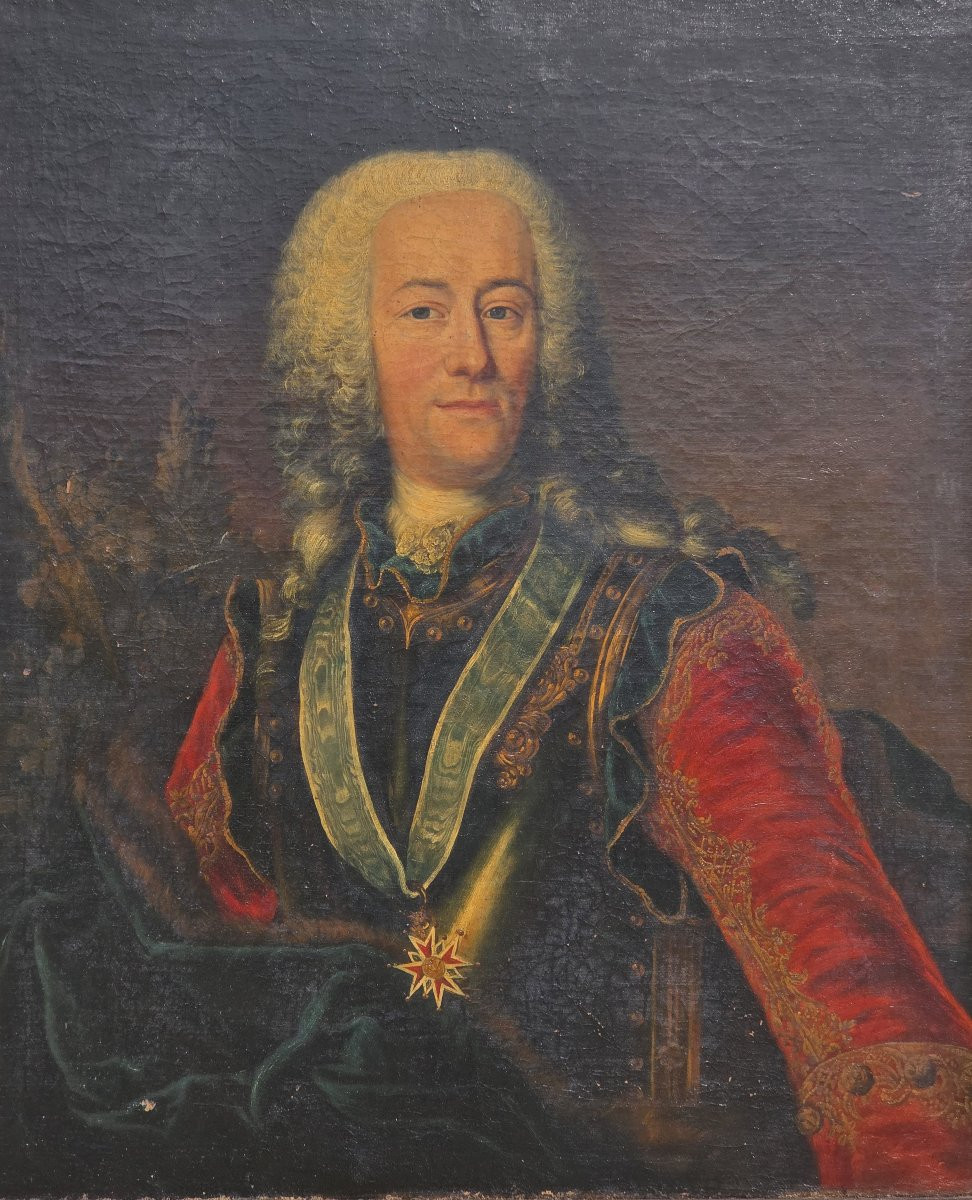 Portrait Of Landgrave Ernst Ludwig Of Hesse, Oil On Canvas, 18th Century-photo-3