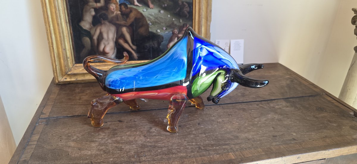 Murano Glass Sculpture Depicting A Bull-photo-1