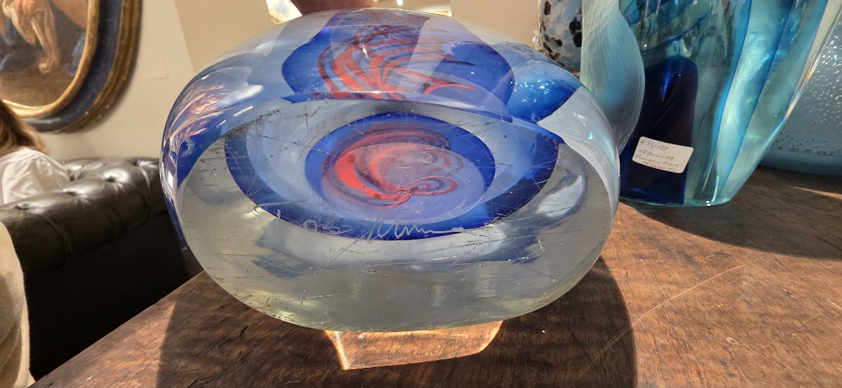 Sculpture ovale en verre de Murano - Toso Vetri d'Arte - Années 1960/1970-photo-4