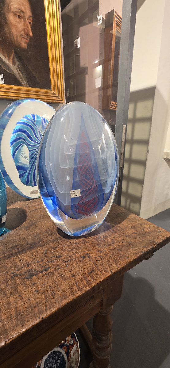 Sculpture ovale en verre de Murano - Toso Vetri d'Arte - Années 1960/1970
