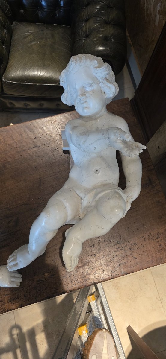  Pair Of Angels In Carrara Marble, Baroque Period  -photo-3