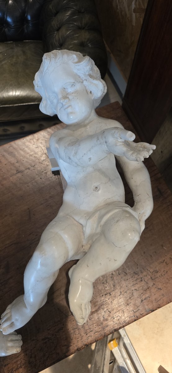  Pair Of Angels In Carrara Marble, Baroque Period  -photo-2