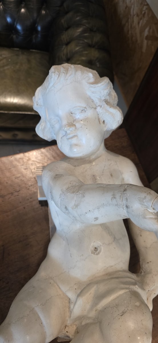  Pair Of Angels In Carrara Marble, Baroque Period  -photo-3