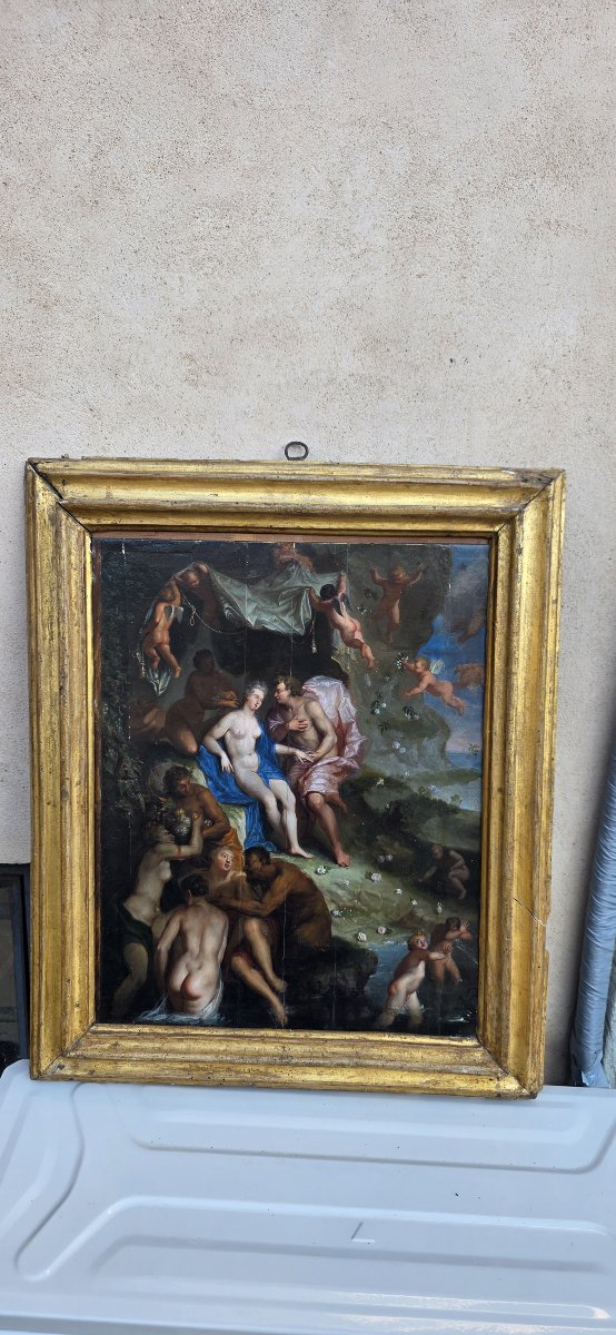 Le Triomphe de Galatée, huile sur panneau, fin du XVIe siècle-photo-2