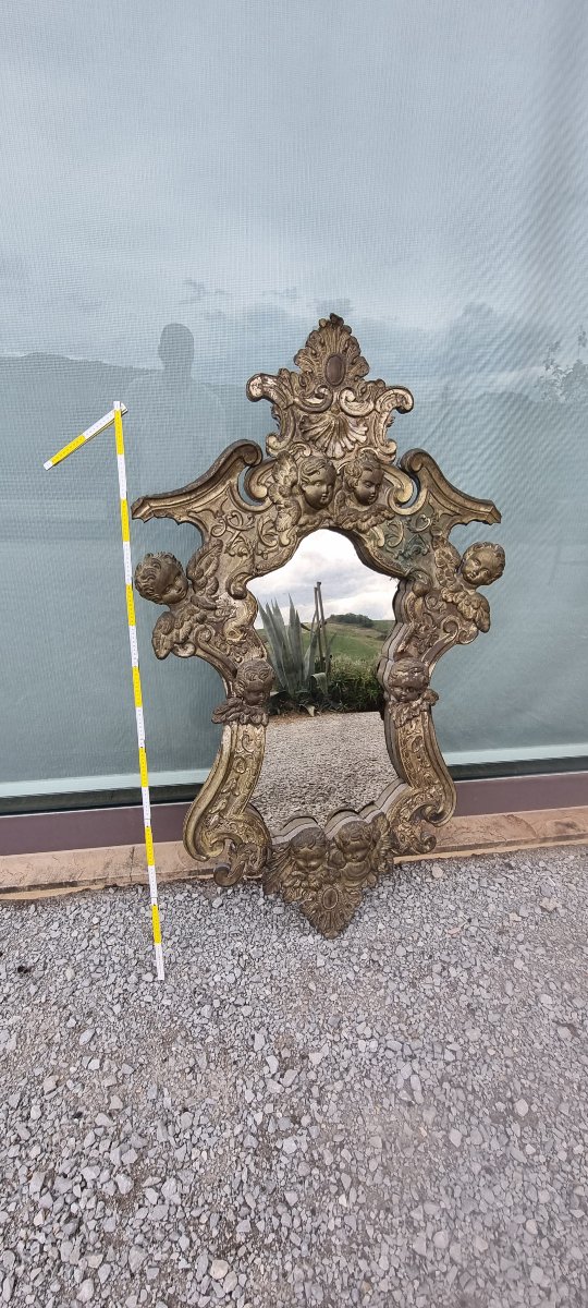 Silver-plated Mirror, 18th Century-photo-2