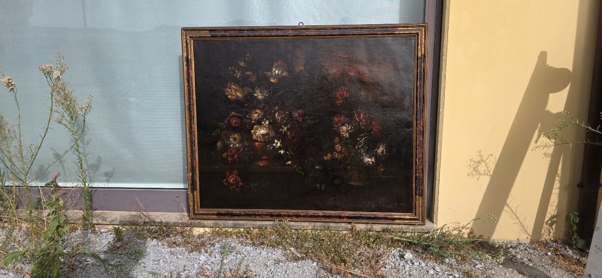 Nature morte au vase en bronze et au panier en osier - Giuseppe Volò - Fin du XVIIe siècle-photo-2