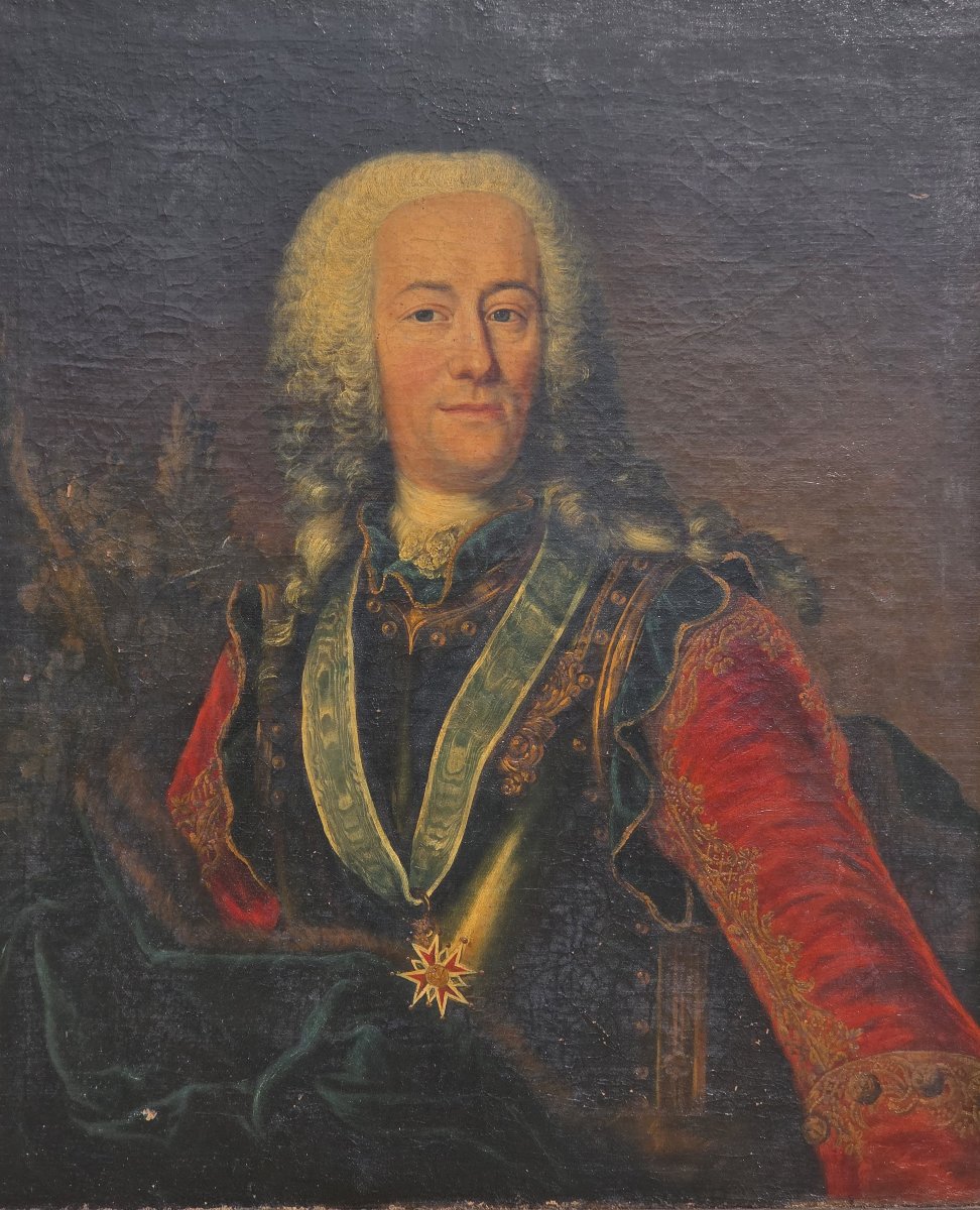 Portrait du landgrave Ernst Ludwig de Hesse,Huile sur toile, XVIIIe siècle-photo-3