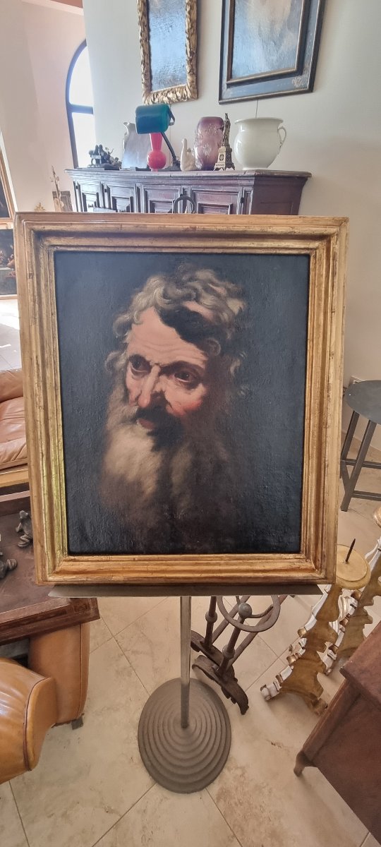 Oil On Canvas Depicting The Face Of An Elderly Man, 17th Century-photo-2
