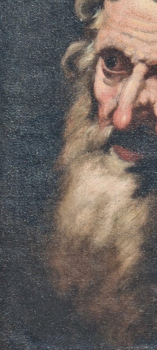 Oil On Canvas Depicting The Face Of An Elderly Man, 17th Century-photo-1