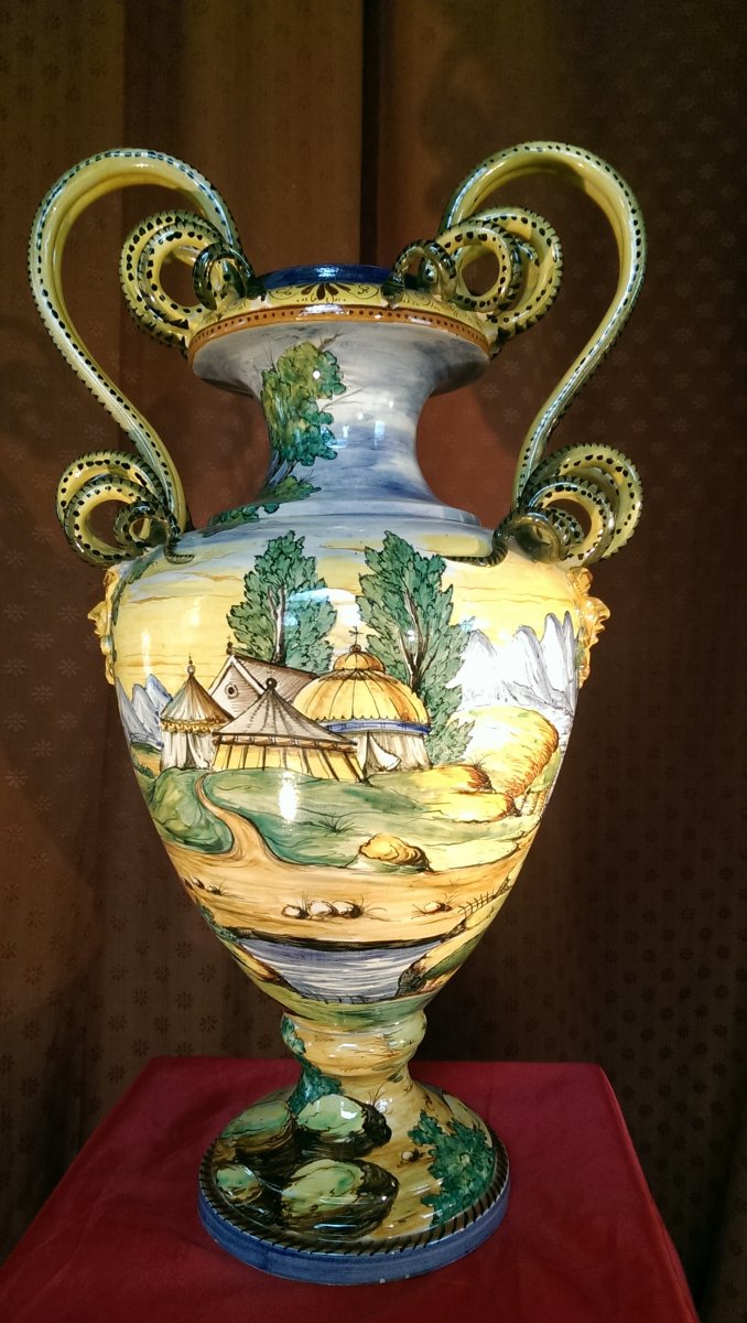 Grand Vase Peint Majolique-photo-3