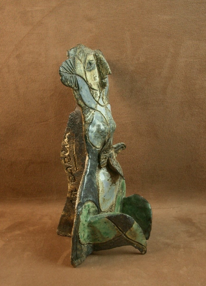 Anthropomorphic Ceramic Sculpture By Michel Carlin (1935-2017) -photo-3