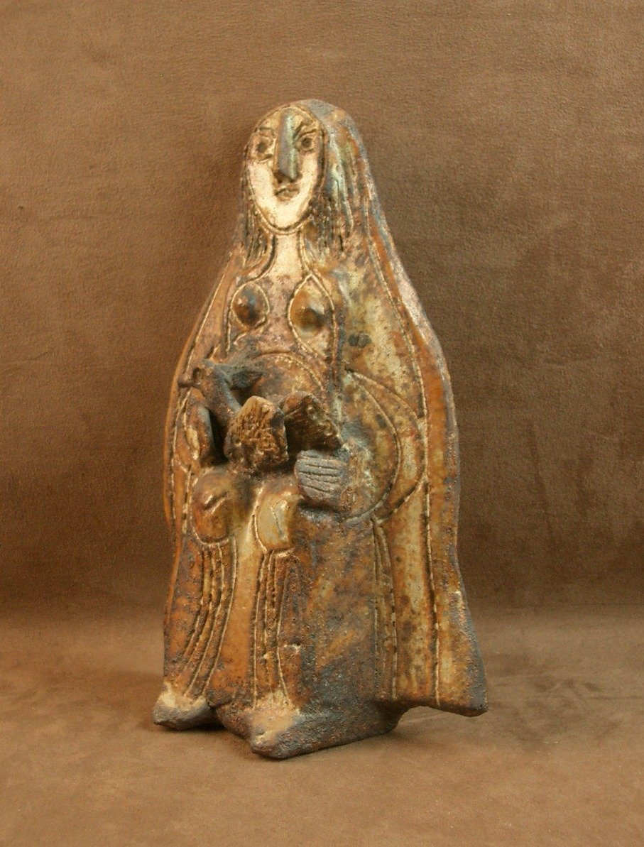 Sculpture Anthropomorphe En Céramique Par Michel Carlin (1935-2017) -photo-3