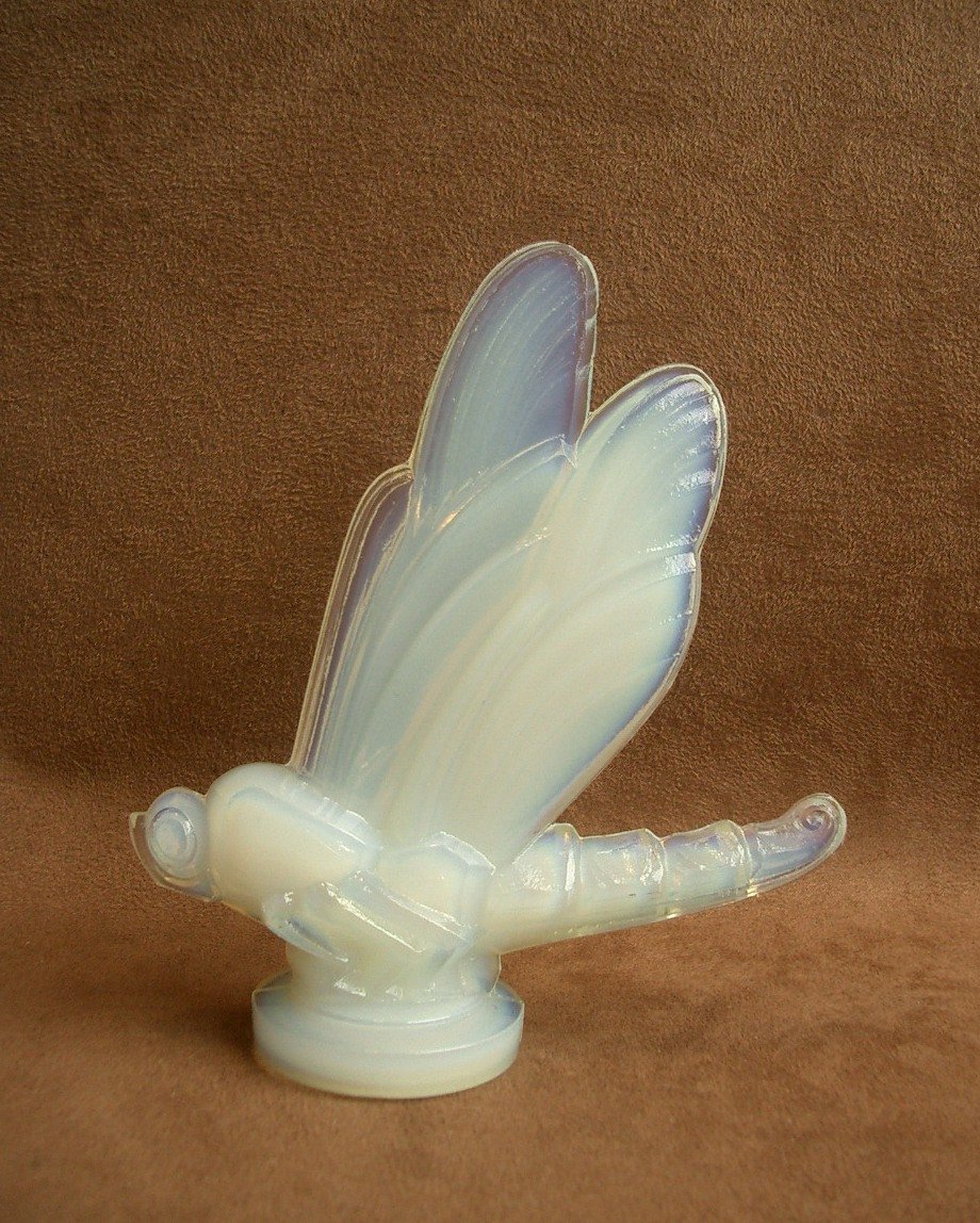 Opalescent Glass Dragonfly Mascot Signed Sabino Paris -photo-1