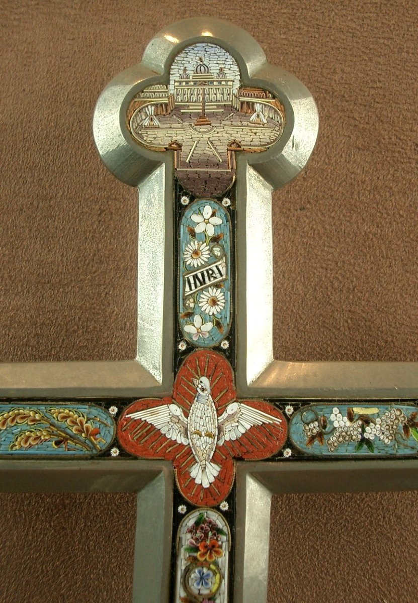 Importante Croix En Micromosaique Italie Fin Du XIXe Siècle -photo-2