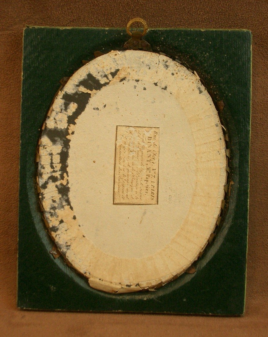 Grande Peinture Miniature Du Milieu Du XIXe Siècle Portrait De Dame Signée -photo-4