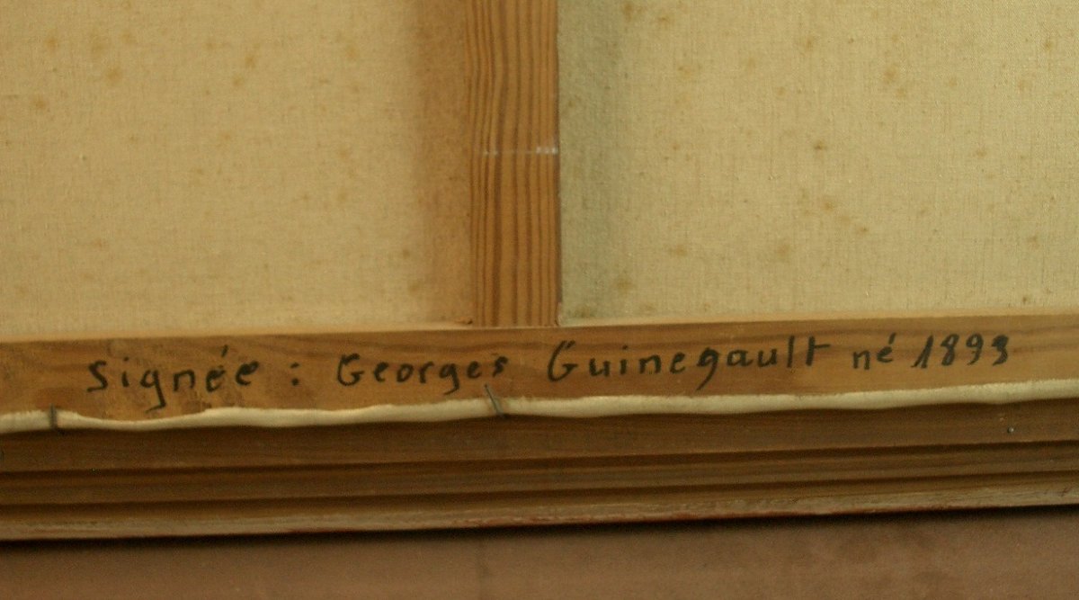 Peinture Huile Sur Toile, Port Breton Signée Georges Guinegault 1893-1983-photo-7