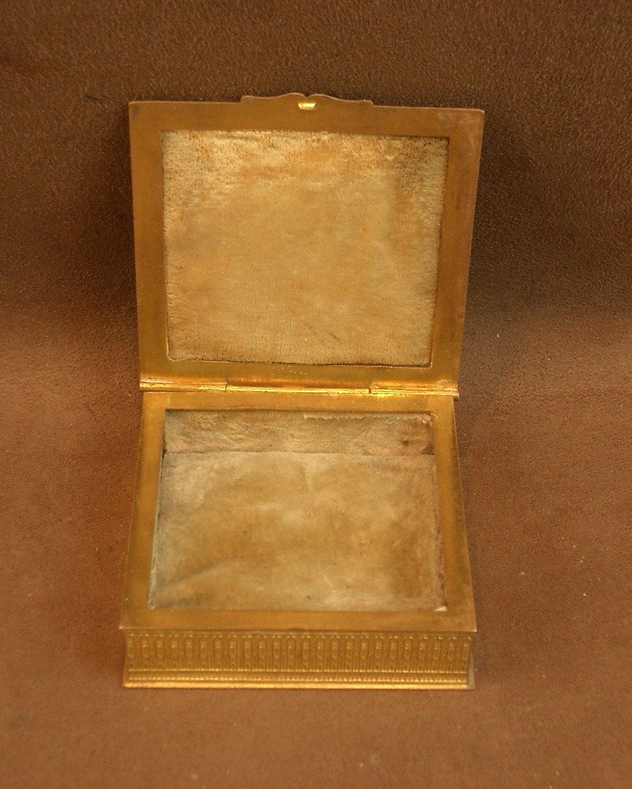 Gilt Metal Box Decorated With A Miniature Enamel On Copper Portrait Of An Art Nouveau Woman-photo-6