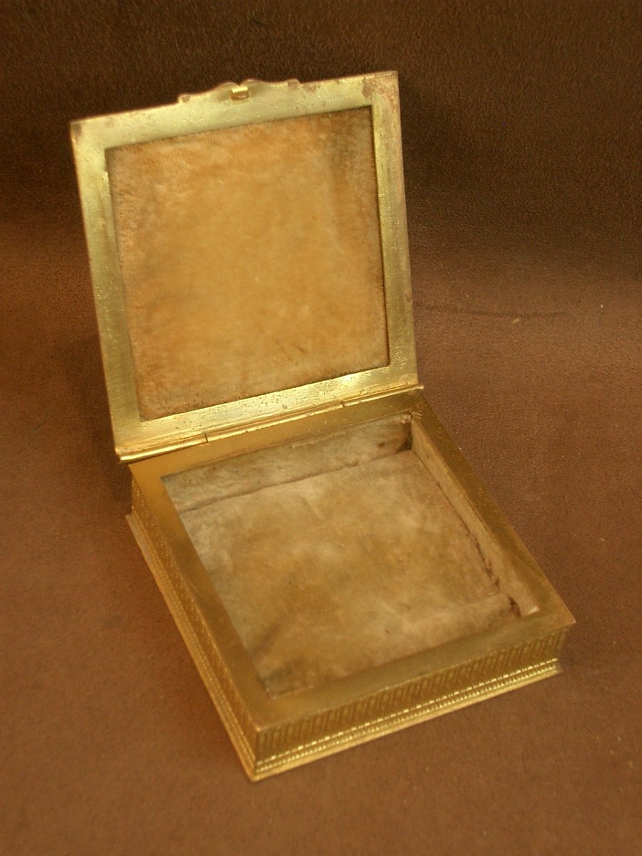 Gilt Metal Box Decorated With A Miniature Enamel On Copper Portrait Of An Art Nouveau Woman-photo-7