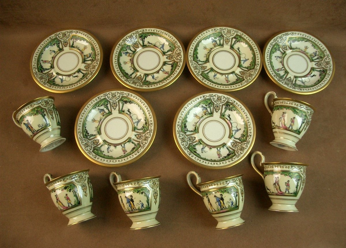 Partie De Service à Café En Porcelaine De Limoges Raynaud , Promenade Au Palais Royal-photo-2