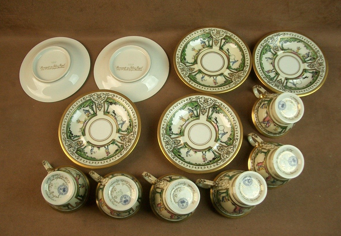 Partie De Service à Café En Porcelaine De Limoges Raynaud , Promenade Au Palais Royal-photo-3